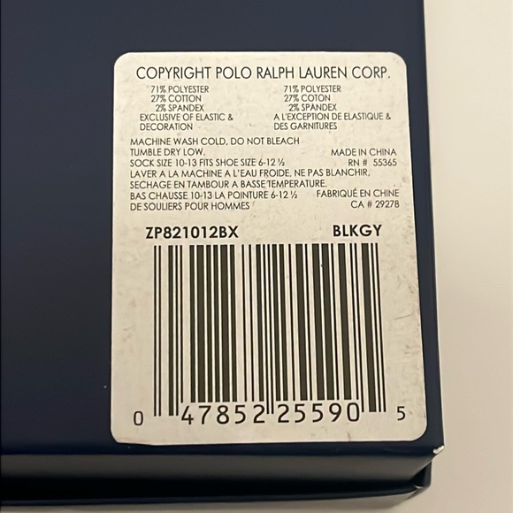 Polo Ralph Lauren 3 pair dress socks poly cotton black New casual Men’s 6-12.5 - Picture 13 of 13
